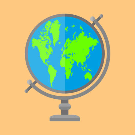 Globe isolated on brown background. map of world. vector illustration in flat styleのイラスト素材