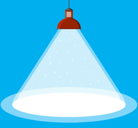 illuminated ceiling lamp in flat style. vector illustration on blue backgroundのイラスト素材
