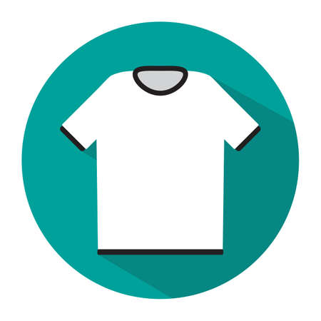 Simple white tshirt icon with long shadow, vector illustration in flat styleの写真素材