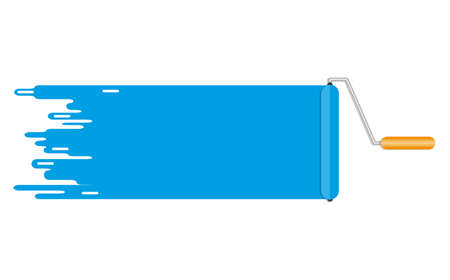 roller brush with blue paint line. copyspace for your text. vector illustrationのイラスト素材