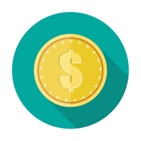 Gold coin icon with dollar currency symbol. vector illustration in flat styleのイラスト素材