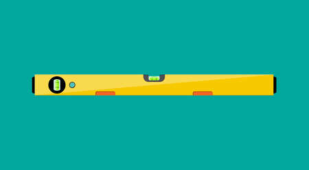 Yellow building level. plastic bubble level, vector illustration in flat style