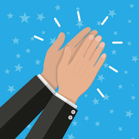Human hands clapping. applaud hands. vector illustration in flat styleのイラスト素材