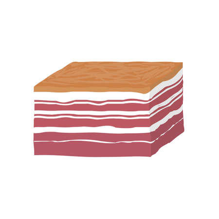 Smoked piece of lard. baconのイラスト素材