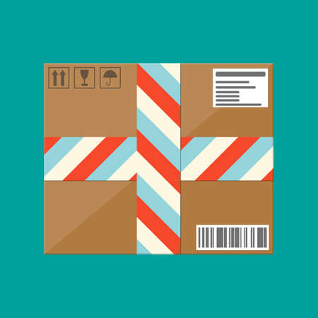 Delivery postal cardboard boxのイラスト素材