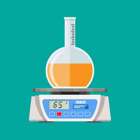 Laboratory scientific scales with glass tube. Vector illustration in flat styleのイラスト素材