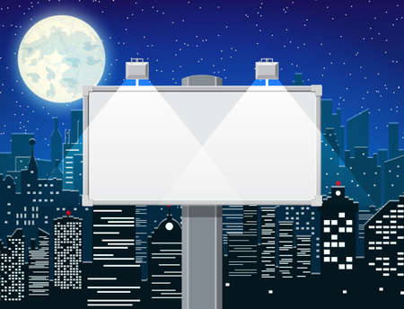 Empty urban big board or billboard with lamp. Blank mockup.のイラスト素材