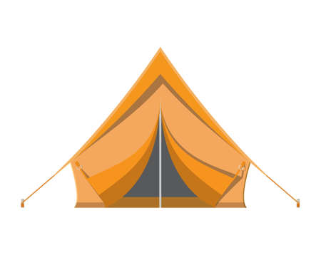 Camping tent. Tourism, travel, vacation and sport. Vector illustration in flat styleのイラスト素材
