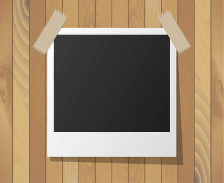 Instant photo frame on wooden backgroundのイラスト素材