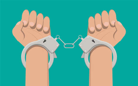 Modern metal handcuffs.