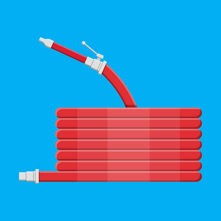 Water hose to extinguish the fire. Fire equipment. Vector illustration in flat styleのイラスト素材