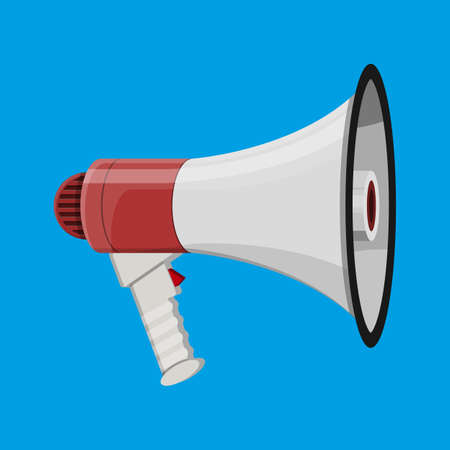 Loudspeaker or megaphone. Announcement element. Vector illustration in flat styleのイラスト素材