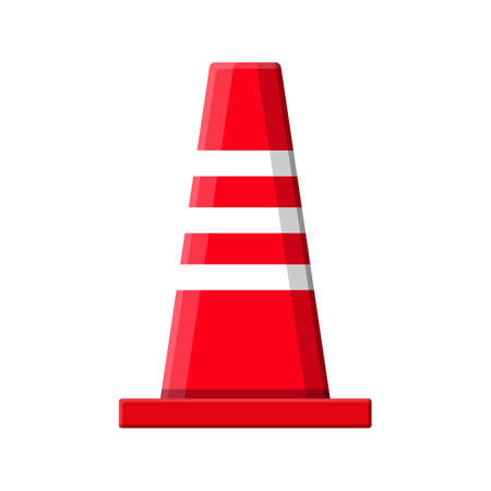Traffic safety rubber road cone. Vector illustration in flat styleのイラスト素材