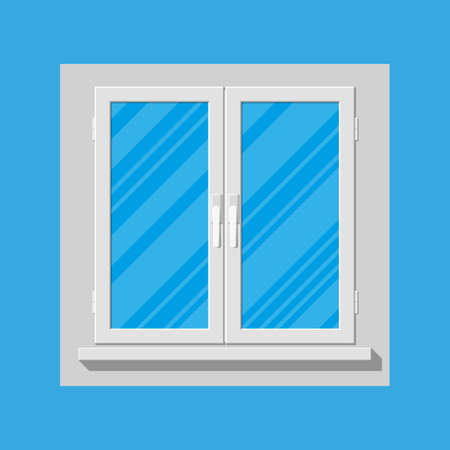 Plastic modern window. Vector illustration in flat styleのイラスト素材