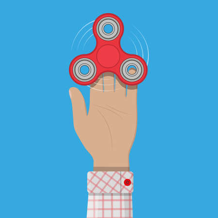 Hand spinner. Antistress toy, fidget spinner. Vector illustration in flat styleのイラスト素材