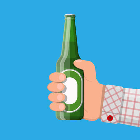 Bottle of beer with glass. Beer alcohol drink.のイラスト素材