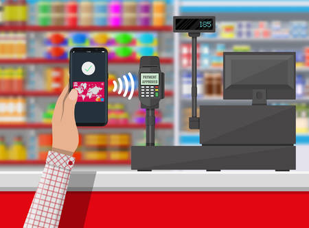 Nfc payment in supermarketのイラスト素材
