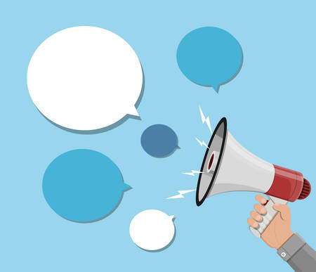Loudspeaker or megaphone and speech balloon.のイラスト素材