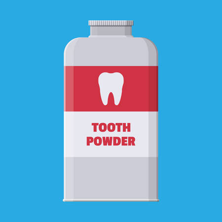 Tooth powder in plastic package with teeth.のイラスト素材