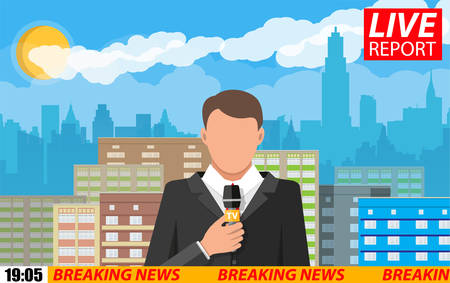 News announcer in the studio.のイラスト素材