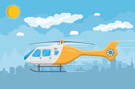 Helicopter transport, aerial vehicle with propeller, civil aviation.のイラスト素材