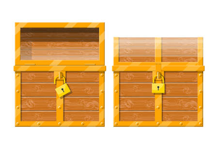 Opened and closed chest with padlock.のイラスト素材