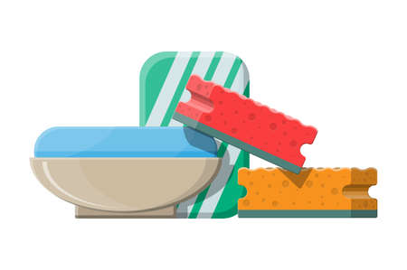 Piece of soap in the soap dish. Vector illustration in flat styleのイラスト素材