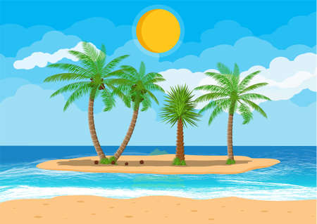 Landscape of palm tree on beachのイラスト素材