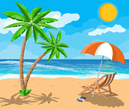 Landscape of palm tree on beachのイラスト素材