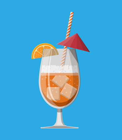 Glass of cold drink, alcohol cocktail.のイラスト素材