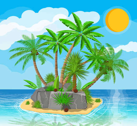 Landscape of palm tree on beach.のイラスト素材