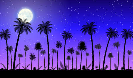 Jungle panorama silhouetteのイラスト素材