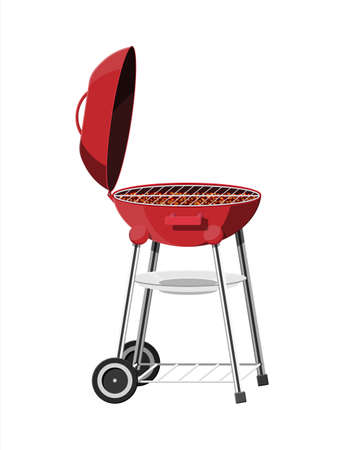 Round red barbecue grill.のイラスト素材