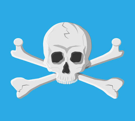 Death skull and crossbones. Deads head. Pirate, danger, poison symbol. Vector illustraton in flat styleのイラスト素材