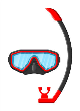 Diving mask with snorkel. Diving equipment illustration.のイラスト素材