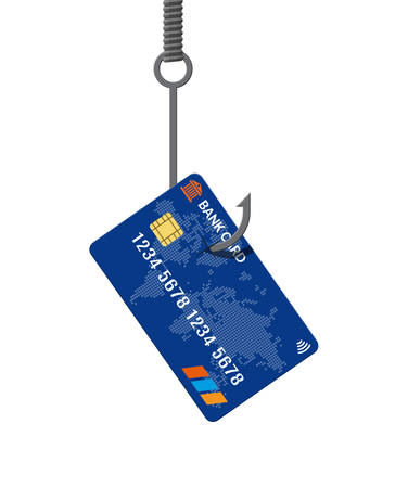 Bank card on fishing hook. Money trap concept.のイラスト素材