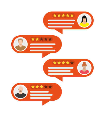 Rating app. Bubble speeches and avatars.のイラスト素材