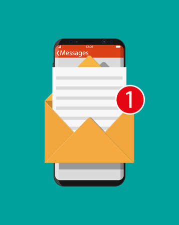 Paper envelope letter in smartphoneのイラスト素材