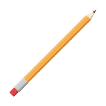 Black pencil with rubber eraser. Stationery set. Office supply. Vector illustration, flat style pencilのイラスト素材