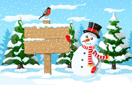 Christmas winter landscape vector illustrationのイラスト素材