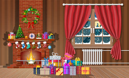 Christmas interior of roomのイラスト素材