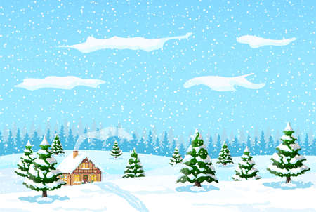 Suburban house covered snow.のイラスト素材