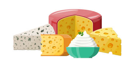 Set of milk cheese products.のイラスト素材