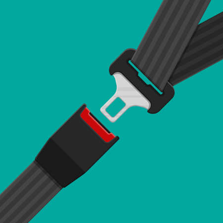Open and closed safety belt. Seat belt for protection. Lifesaver. Safety equipment for car and...