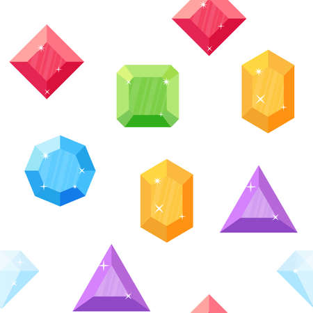 Diamonds in various shapes. Seamless pattern.のイラスト素材