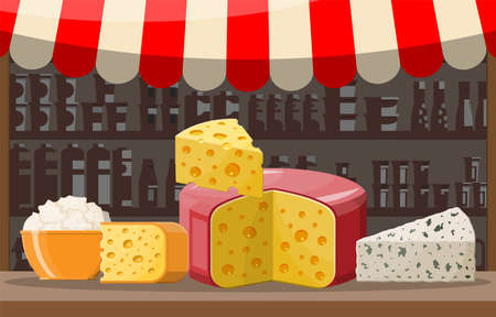 Cheese street market store stall.のイラスト素材