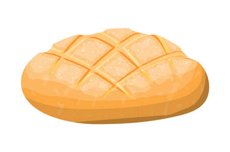 Loaf of wheat toast bread. Grain bread roll. Baked food. Baguette. Bakery shop. Vector illustration in flat styleのイラスト素材