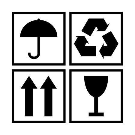 Black and white packaging cargo symbolsのイラスト素材