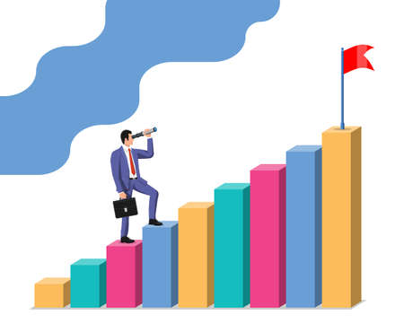 Businessman looking for opportunities in spyglassのイラスト素材