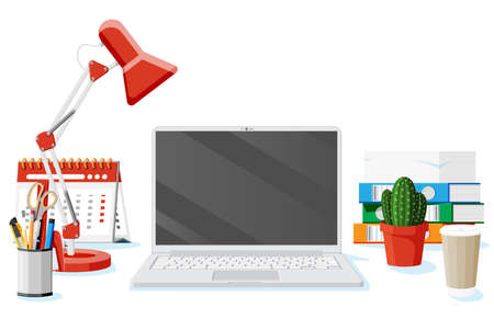Office desk with laptopのイラスト素材